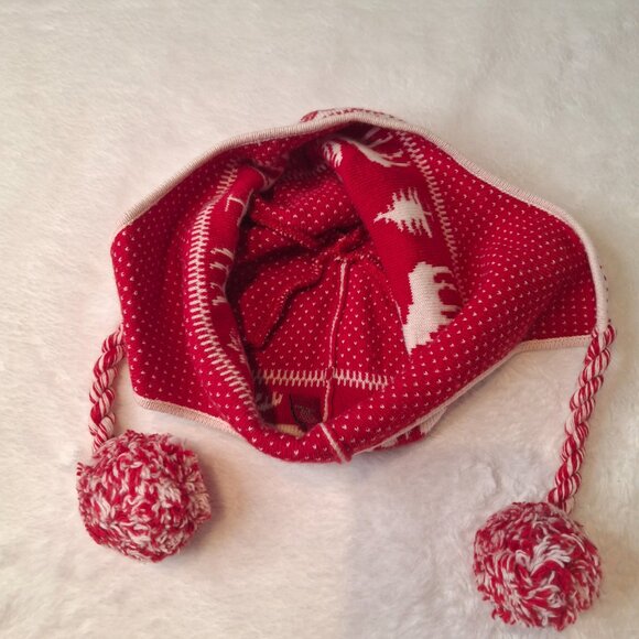 Abercrombie & Fitch Earflap Beanie Sz O/S Moose Wool Blend Pom Pom Fair Isle - Picture 10 of 15